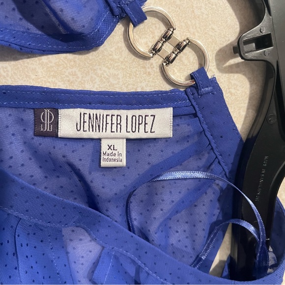 Holiday Blouse with sparkles! Jennifer Lopez! Sapphire Blue. XL - Picture 2 of 3